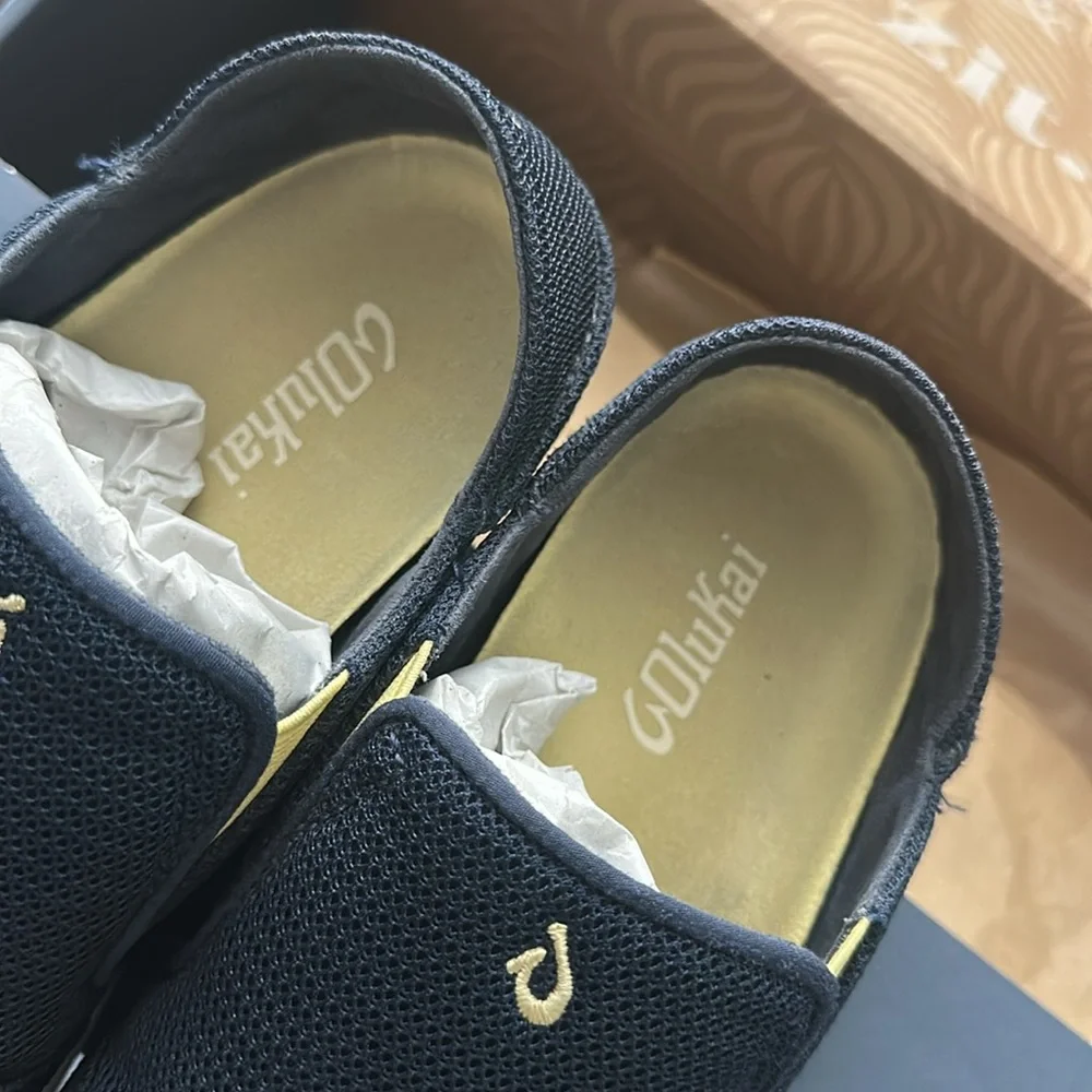 Olukai Navy Kids Slip-On Shoes